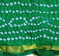 PK HUB®Women's Silk Gadhchola Bandhani Saree Rajasthani Bandhej With Zari Checks Saree With Blouse and Washable - GREEN