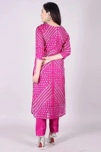 Art Silk Bandhani Gota Patti Work Un-Stitched Salwar Suit Dress Material - Pink