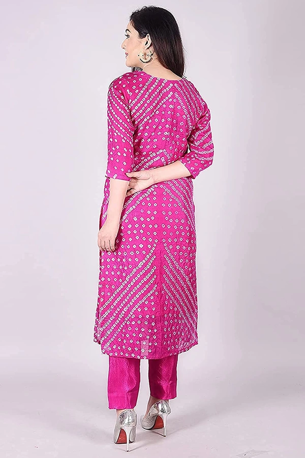 Art Silk Bandhani Gota Patti Work Un-Stitched Salwar Suit Dress Material - Pink