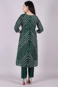 Art Silk Bandhani Gota Patti Work Un-Stitched Salwar Suit Dress Material - Green