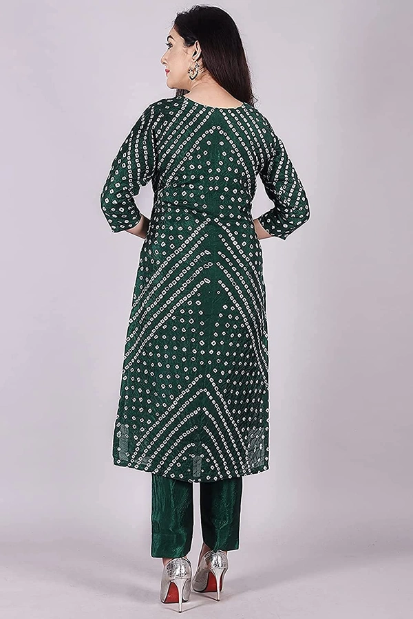 Art Silk Bandhani Gota Patti Work Un-Stitched Salwar Suit Dress Material - Green