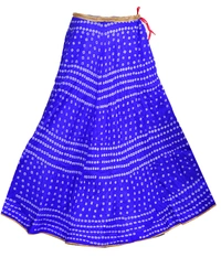 Lehenga Georgette with Bandhej Dupatta With Gota Patti Border & Dupin Blouse, Free Size - Blue