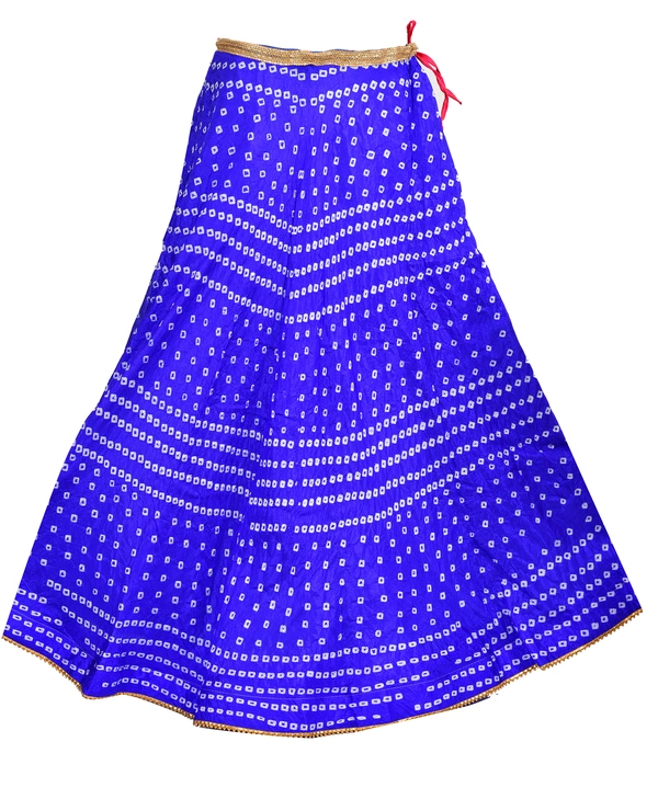 Lehenga Georgette with Bandhej Dupatta With Gota Patti Border & Dupin Blouse, Free Size - Blue