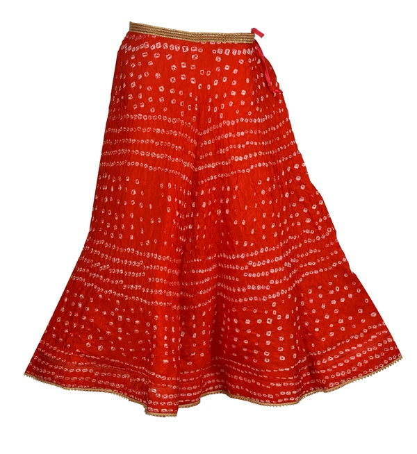 Lehenga Georgette with Bandhej Dupatta With Gota Patti Border & Dupin Blouse, Free Size - Red