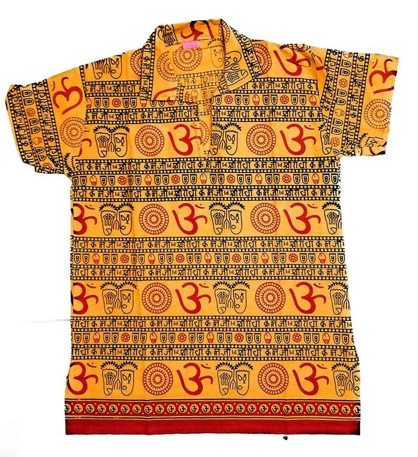 Om Printed Cotton Short Kurta T-shirt for Baby/Boys/Girls Beige & Yellow (COMBO-2) - 10Y - 11Y