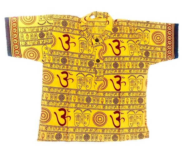 Om Printed Cotton Short Kurta T-shirt for Baby/Boys/Girls Beige & Yellow (COMBO-2) - 10Y - 11Y