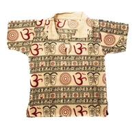 Om Printed Cotton Short Kurta T-shirt for Baby/Boys/Girls Beige & Yellow (COMBO-2) - 10Y - 11Y
