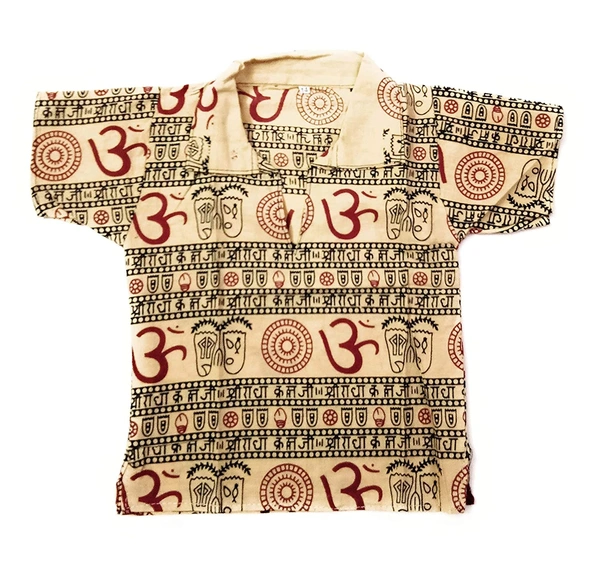 Om Printed Cotton Short Kurta T-shirt for Baby/Boys/Girls Beige & Yellow (COMBO-2) - 10Y - 11Y