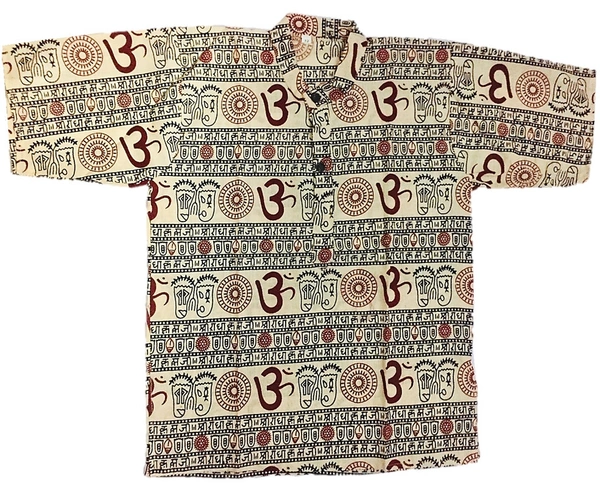 Om Printed Cotton Short Kurta T-shirt for Baby/Boys/Girls Beige & Yellow (COMBO-2) - 10Y - 11Y
