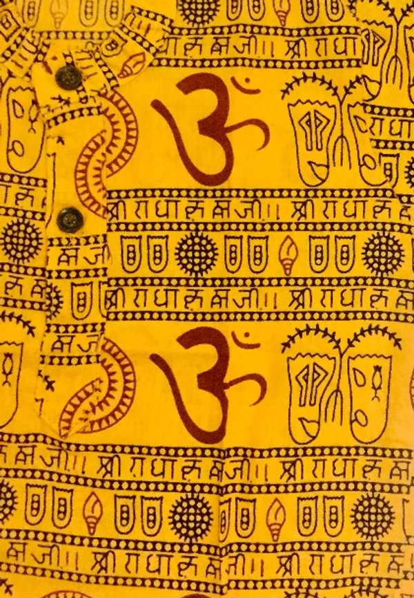 Om Printed Cotton Short Kurta T-shirt for Baby/Boys/Girls Beige & Yellow (COMBO-2) - 10Y - 11Y