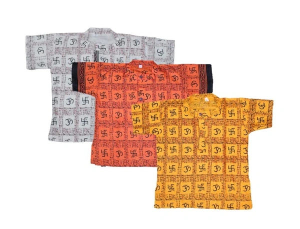 PK HUB Baby Boys & Girls Cotton Om Swastik Printed Short Kurta - T-Shirt (Pack of 3) - 8-9 Years, 100, Multicolor