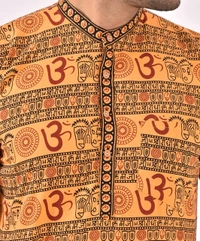 PK HUB FULL Sleeves Cotton Casual OM Printed Shirts for Men - XXL, 200, Yellow