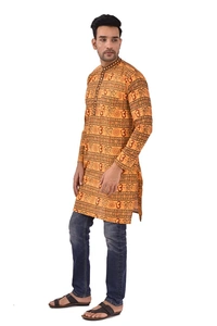 PK HUB FULL Sleeves Cotton Casual OM Printed Shirts for Men - XXL, 200, Yellow