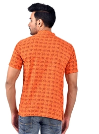 PK HUB Half Sleeves Cotton Casual RADHEY Printed Shirts for Men - XXL, 200, Orange
