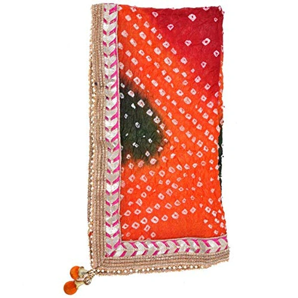 PK HUB jaipuri rajasthani women's art silk bandhej bandhani dupattas - FREE SIZE, Multicolor
