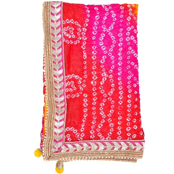 PK HUB jaipuri rajasthani women's art silk bandhej bandhani dupattas - FREE SIZE, Multicolor