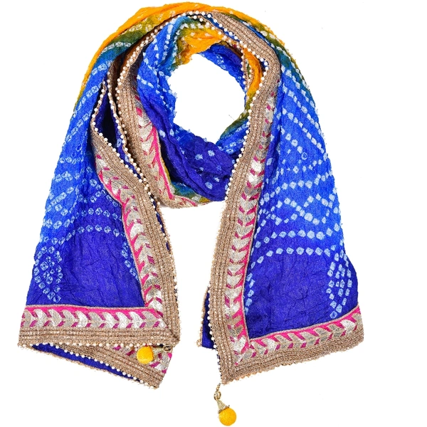 PK HUB jaipuri rajasthani women's art silk bandhej bandhani dupattas - FREE SIZE, Multicolor