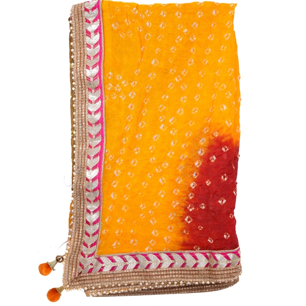 PK HUB jaipuri rajasthani women's art silk bandhej bandhani dupattas - FREE SIZE, Multicolor