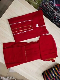 PK HUB Women's Solid Party Wear Kurta Set with Sharara - XXL, Red