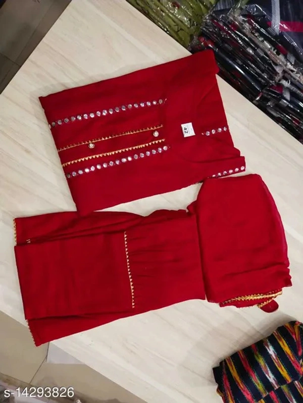 PK HUB Women's Solid Party Wear Kurta Set with Sharara - XXL, Red