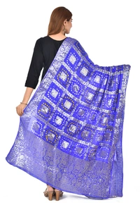 PK HUB® Women's Art Silk Banarasi Bandhej Ghatchola Dupatta (2.5 - mtr) - FREE SIZE, Blue
