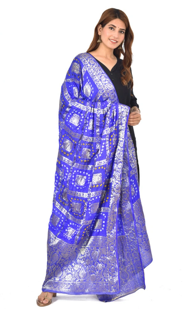 PK HUB® Women's Art Silk Banarasi Bandhej Ghatchola Dupatta (2.5 - mtr) - FREE SIZE, Blue