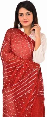 PK HUB® women's BANDHANI SILK dupatta with BANDHEJ work panna"40" and length 2.40 meter - FREE SIZE, Maroon