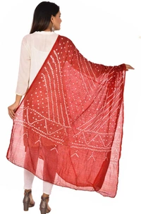 PK HUB® women's BANDHANI SILK dupatta with BANDHEJ work panna"40" and length 2.40 meter - FREE SIZE, Maroon