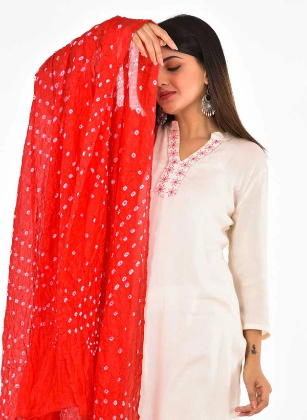 PK HUB® women's BANDHANI SILK dupatta with BANDHEJ work panna"40" and length 2.40 meter - FREE SIZE, Red