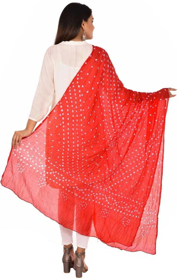 PK HUB® women's BANDHANI SILK dupatta with BANDHEJ work panna"40" and length 2.40 meter - FREE SIZE, Red
