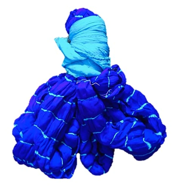 PK HUB® Women's Chiffon multi leheriya Saree With Blouse Piece - Blue