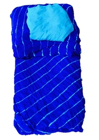 PK HUB® Women's Chiffon multi leheriya Saree With Blouse Piece - Blue