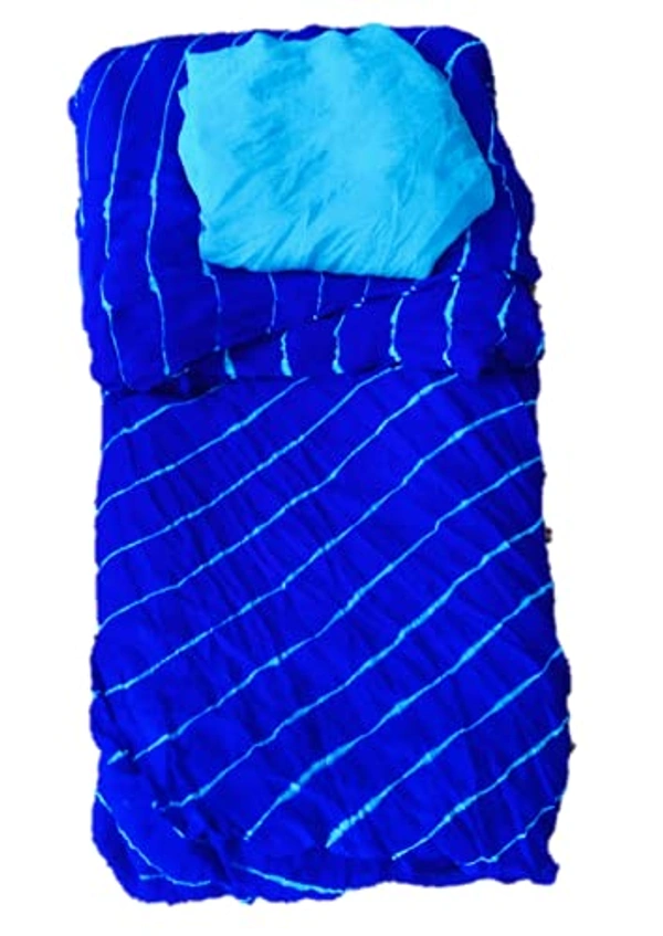 PK HUB® Women's Chiffon multi leheriya Saree With Blouse Piece - Blue