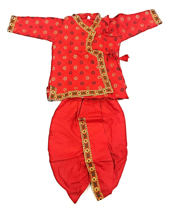 Red Embroidery Dhoti Kurta Pant Set For Kids - 12M - 18M