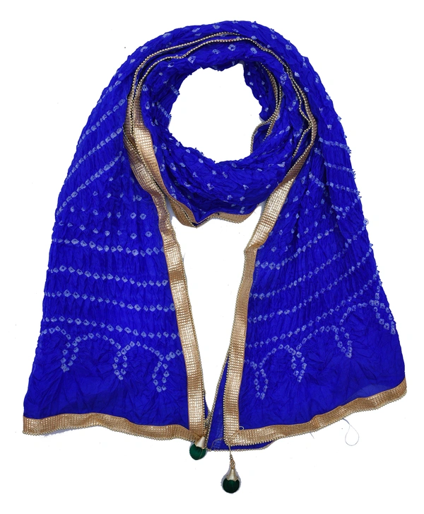 Women's Silk Bandhej Multicolor Dupatta (Free Size) - Blue