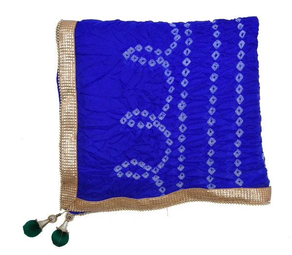 Women's Silk Bandhej Multicolor Dupatta (Free Size) - Blue