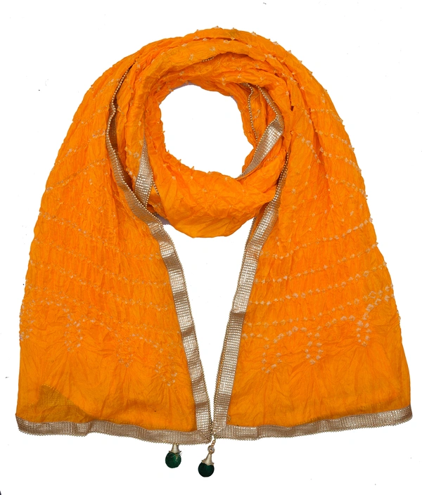 Women's Silk Bandhej Multicolor Dupatta (Free Size) - Yellow