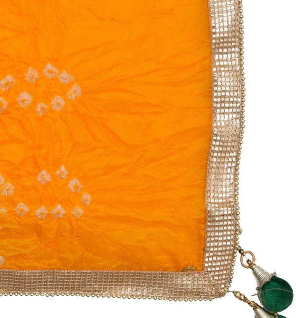 Women's Silk Bandhej Multicolor Dupatta (Free Size) - Yellow