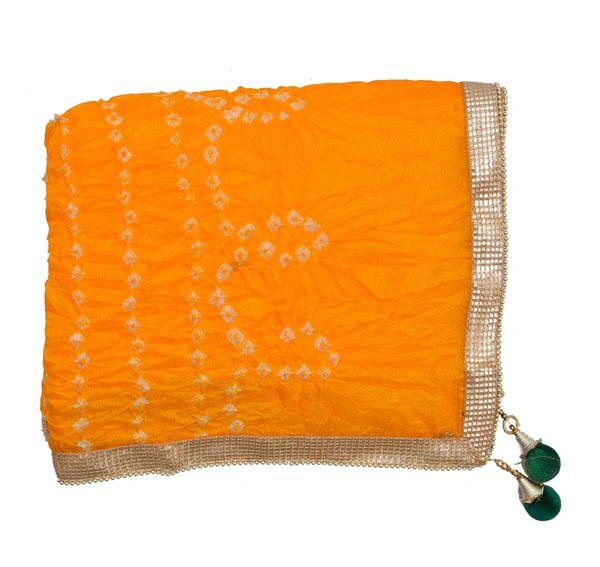 Women's Silk Bandhej Multicolor Dupatta (Free Size) - Yellow