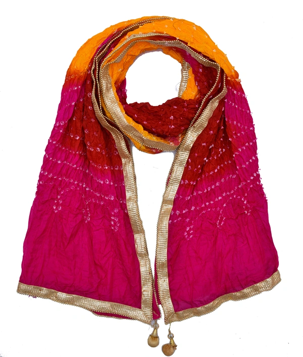 Women's Silk Bandhej Multicolor Dupatta (Free Size) - Multicolor