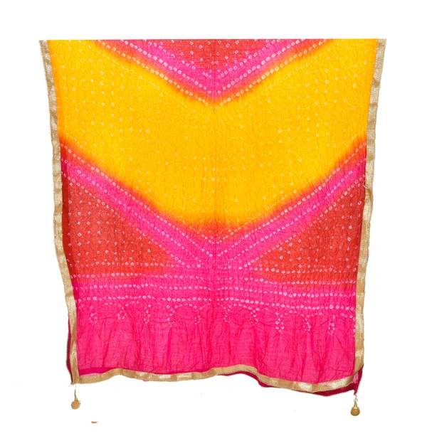 Women's Silk Bandhej Multicolor Dupatta (Free Size) - Multicolor