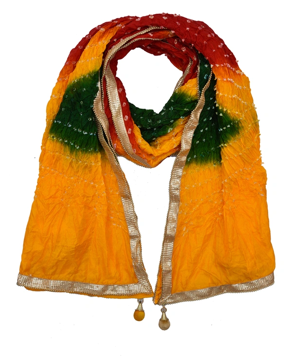 Women's Silk Bandhej Multicolor Dupatta (Free Size) - Multicolor