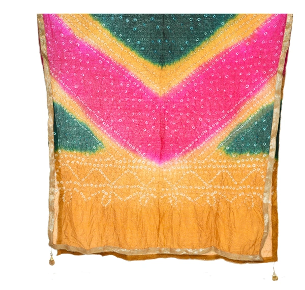 Women's Silk Bandhej Multicolor Dupatta (Free Size) - Multicolor