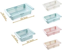 4 Pcs Expandable Adjustable Fridge Storage Basket Under Shelf Fridge Organiser Rack Space Saver Refrigerator Sliding Drawers (Adjustable...