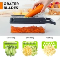 Vegetable Chopper, Pro Onion Chopper, Multifunctional 13 in 1 Food Chopper, Kitchen Vegetable Slicer Dicer Cutter, Veggie Chopper with 8 Blades, Carrot and Garlic Chopper with Container Brand: AMGO APPLIANCES