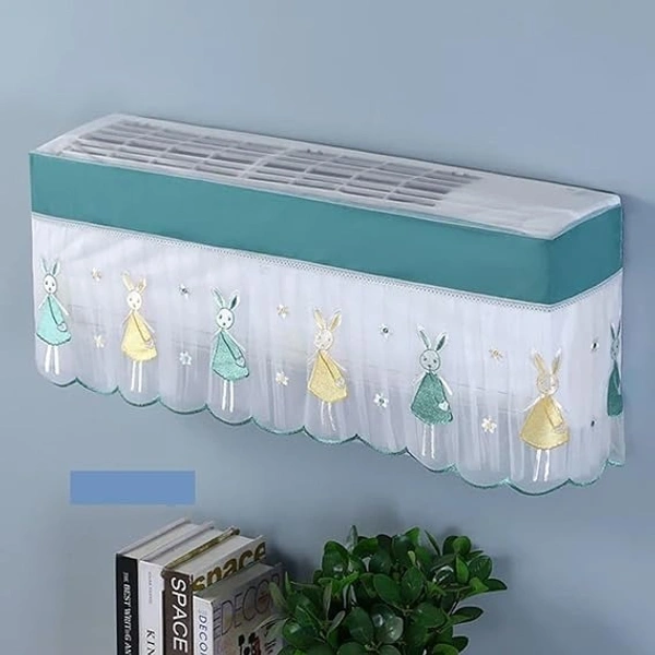 Air Conditioning Dust Cover Embroidery Designer And Raning Mood Ac Cover For Indoor Split Ac 1.5 And 2.0 Ton (97 X 31 X 21 .5Cm ) (Green)