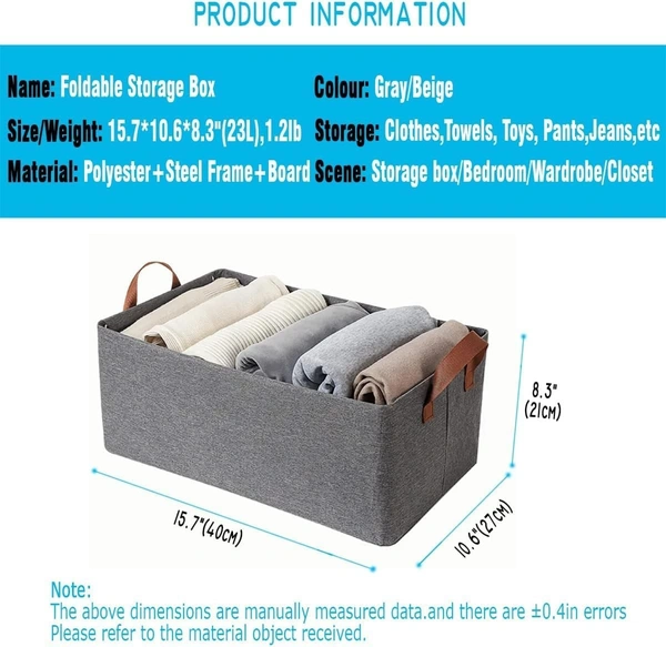 Compartment Foldable Grey Fabric Wardrobe Jeans, T-Shirt, and Pant Organizer Efficient Clothing Storage Solution for Wardrobe Organization & Clothes Management (Pack of 1)