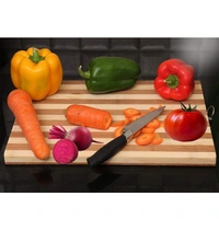 Domum Bamboo/Wooden Chopping Cutting Board with Aluminium Handle for Kitchen Instant Salad.
