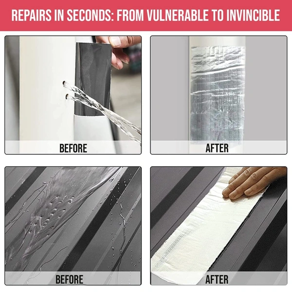 Leakage Repair Waterproof Duct Tape for Pipe & Roof Water Heavy Duty Leaks Solution Aluminum Foil Butyl Rubber Adhesive Sealing for Surface Cracks - Silver, 5 mtrs