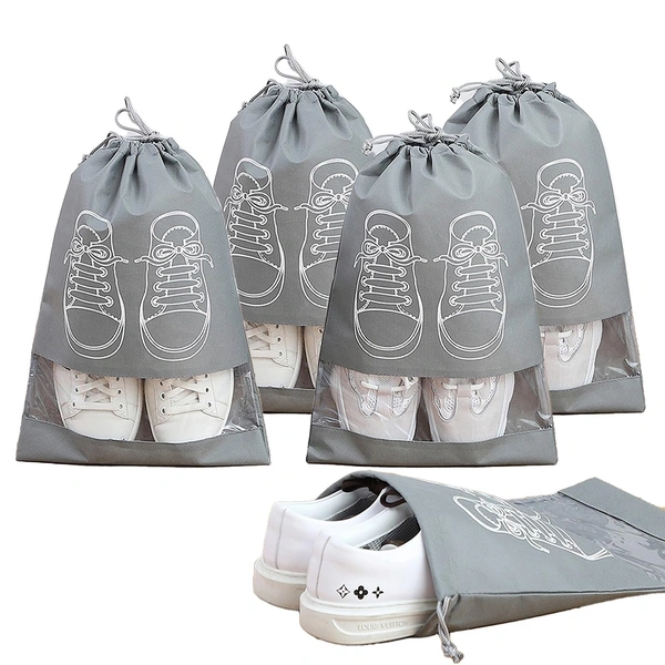 Shoe Bags Pouches Travel Cover for Shoe Storage & Travelling Drawstring Bags Dust Cover, Grey